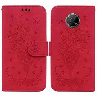 For Nokia G300 Butterfly Rose Embossed Leather Phone Case(Red)