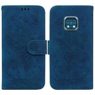 For Nokia XR20 Butterfly Rose Embossed Leather Phone Case(Blue)