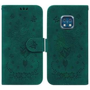 For Nokia XR20 Butterfly Rose Embossed Leather Phone Case(Green)