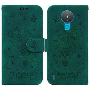 For Nokia 1.4 Butterfly Rose Embossed Leather Phone Case(Green)