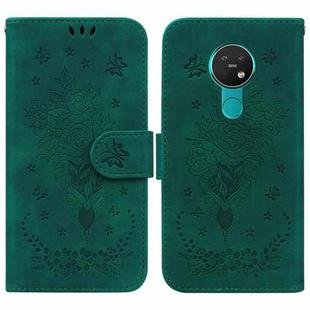 For Nokia 6.2 / 7.2 Butterfly Rose Embossed Leather Phone Case(Green)
