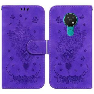 For Nokia 6.2 / 7.2 Butterfly Rose Embossed Leather Phone Case(Purple)