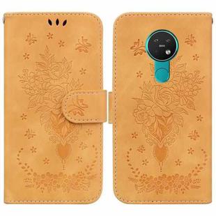 For Nokia 6.2 / 7.2 Butterfly Rose Embossed Leather Phone Case(Yellow)