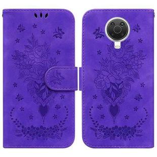 For Nokia G10 / G20 Butterfly Rose Embossed Leather Phone Case(Purple)