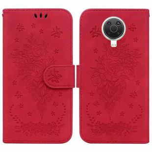 For Nokia G10 / G20 Butterfly Rose Embossed Leather Phone Case(Red)