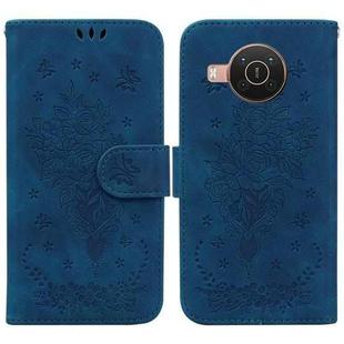 For Nokia X10 / X20 Butterfly Rose Embossed Leather Phone Case(Blue)