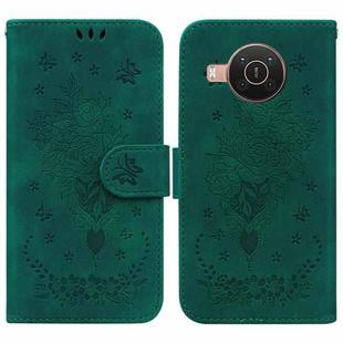 For Nokia X10 / X20 Butterfly Rose Embossed Leather Phone Case(Green)