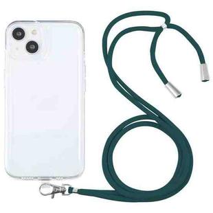 For iPhone 13 mini Lanyard Transparent TPU Phone Case (Deep Green)