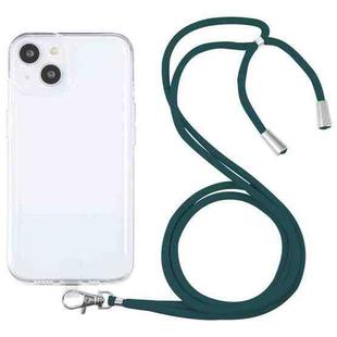 For iPhone 13 Lanyard Transparent TPU Phone Case(Deep Green)