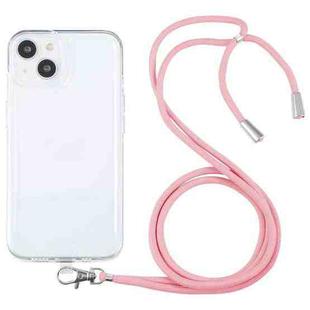 For iPhone 13 Lanyard Transparent TPU Phone Case(Pink)