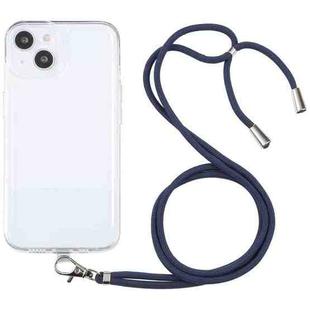 For iPhone 13 Lanyard Transparent TPU Phone Case(Navy Blue)