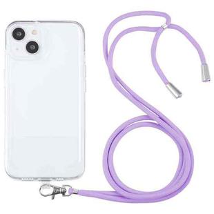 For iPhone 13 Lanyard Transparent TPU Phone Case(Purple)
