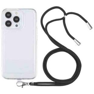 For iPhone 13 Pro Lanyard Transparent TPU Phone Case (Black)