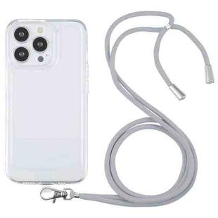 For iPhone 13 Pro Lanyard Transparent TPU Phone Case (Grey)
