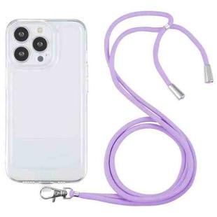 For iPhone 13 Pro Lanyard Transparent TPU Phone Case (Purple)