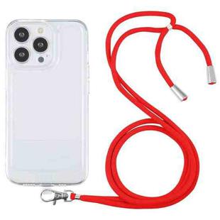 For iPhone 13 Pro Lanyard Transparent TPU Phone Case (Red)