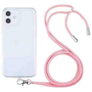 For iPhone 12 mini Lanyard Transparent TPU Phone Case (Pink)