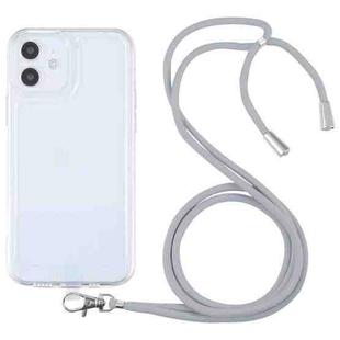 For iPhone 12 mini Lanyard Transparent TPU Phone Case (Grey)
