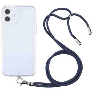 For iPhone 12 mini Lanyard Transparent TPU Phone Case (Navy Blue)