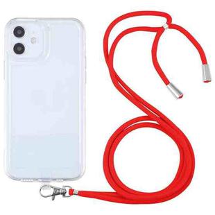 For iPhone 12 Lanyard Transparent TPU Phone Case(Red)