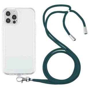 For iPhone 12 Pro Lanyard Transparent TPU Phone Case(Deep Green)