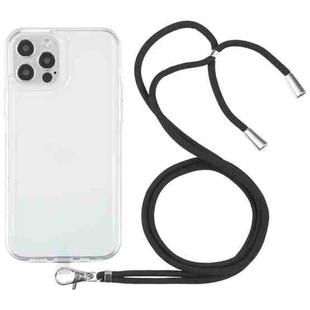 For iPhone 12 Pro Max Lanyard Transparent TPU Phone Case(Black)