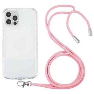 For iPhone 12 Pro Max Lanyard Transparent TPU Phone Case(Pink)