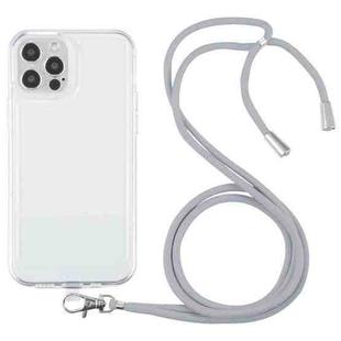 For iPhone 12 Pro Max Lanyard Transparent TPU Phone Case(Grey)