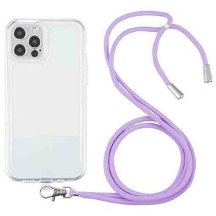 For iPhone 11 Pro Max Lanyard Transparent TPU Phone Case (Purple)
