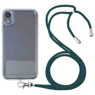 For iPhone XR Lanyard Transparent TPU Phone Case(Deep Green)