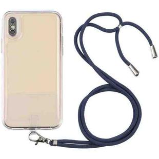 For iPhone XS Max Lanyard Transparent TPU Phone Case(Navy Blue)