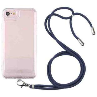 For iPhone SE 2022 / SE 2020 / 8 / 7 Lanyard Transparent TPU Phone Case(Navy Blue)