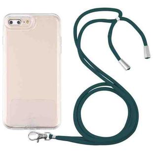 Lanyard Transparent TPU Phone Case For iPhone 7 Plus / 8 Plus(Deep Green)