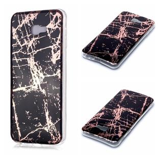 For Galaxy J4+ Plating Marble Pattern Soft TPU Protective Case(Black Gold)