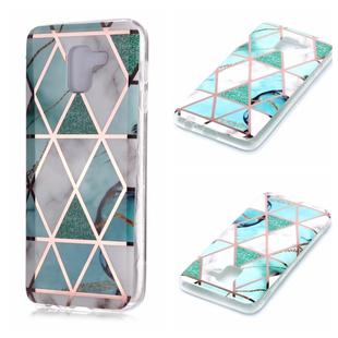 For Galaxy J6 (2018) Plating Marble Pattern Soft TPU Protective Case(Green White)
