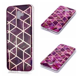For Galaxy J6+ Plating Marble Pattern Soft TPU Protective Case(Purple)
