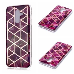 For Galaxy A6+ (2018) Plating Marble Pattern Soft TPU Protective Case(Purple)
