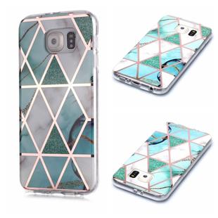 For Galaxy S6 Plating Marble Pattern Soft TPU Protective Case(Green White)