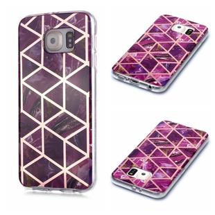 For Galaxy S6 Plating Marble Pattern Soft TPU Protective Case(Purple)