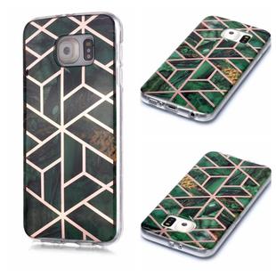 For Galaxy S6 edge Plating Marble Pattern Soft TPU Protective Case(Green)