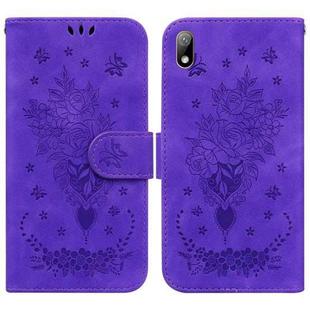 For Huawei Y5 2019 / Honor 8S Butterfly Rose Embossed Leather Phone Case(Purple)