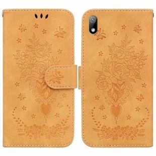 For Huawei Y5 2019 / Honor 8S Butterfly Rose Embossed Leather Phone Case(Yellow)