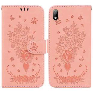 For Huawei Y5 2019 / Honor 8S Butterfly Rose Embossed Leather Phone Case(Pink)
