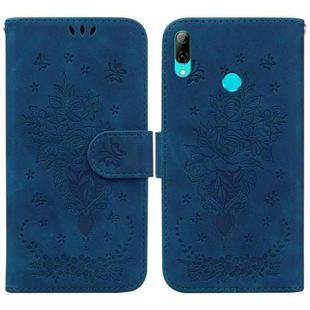 For Huawei P Smart 2019 / Honor 10 Lite Butterfly Rose Embossed Leather Phone Case(Blue)