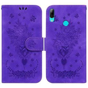 For Huawei P Smart 2019 / Honor 10 Lite Butterfly Rose Embossed Leather Phone Case(Purple)