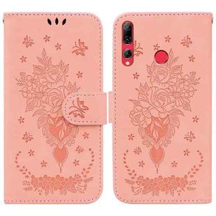 For Huawei P Smart+ 2019 / Enjoy 9s Butterfly Rose Embossed Leather Phone Case(Pink)