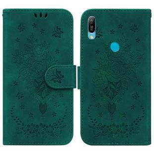 For Huawei Y6 2019 Butterfly Rose Embossed Leather Phone Case(Green)