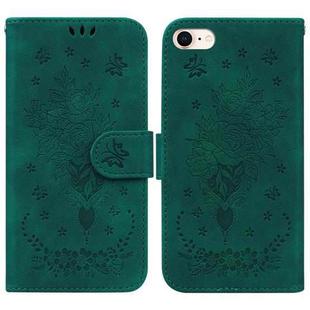 For iPhone SE 2022 / SE 2020 / 8 / 7 Butterfly Rose Embossed Leather Phone Case(Green)
