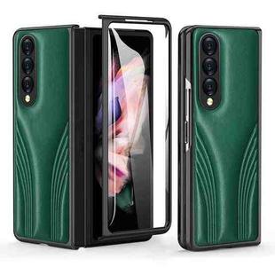 For Samsung Galaxy Z Fold3 5G Embossed Folding Phone Case(Green)