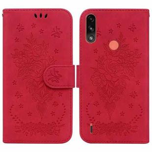 For Motorola Moto E7 Power / E7i Power Butterfly Rose Embossed Leather Phone Case(Red)